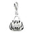 Click-on CZ Enamel Zebra Purse Charm in Sterling Silver