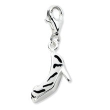 Amore La Vita Sterling Silver Click-on CZ Enamel Zebra High Heel Charm hide-image