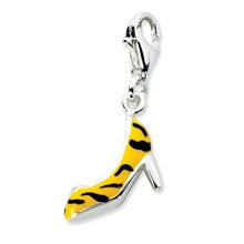 Amore La Vita Sterling Silver Click-on CZ Enamel Tiger High Heel Charm hide-image