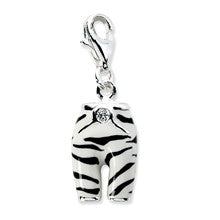 Amore La Vita Sterling Silver Click-on CZ Enamel Zebra Pants Charm hide-image