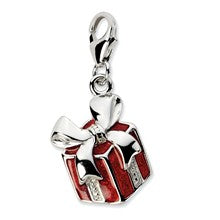 Amore La Vita Sterling Silver Red Enameled Present Charm hide-image