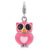 Enameled 3-D Heart Owl Charm in Sterling Silver