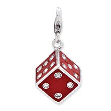 Amore La Vita Sterling Silver Enameled 3-D Dice Charm hide-image