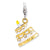 Enameled 3-D Gold Plated Cake Charm in Sterling Silver