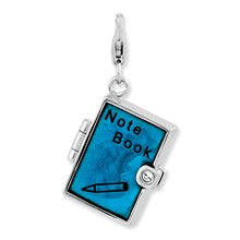 Amore La Vita Sterling Silver Enameled 3-D Note Book Charm hide-image