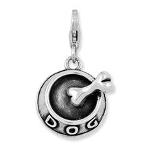 Amore La Vita Sterling Silver 3-D Dog Bowl & Bone Charm hide-image
