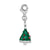 Rhodium-Plated 3-D Enameled Christmas Tree Charm in Sterling Silver