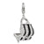 Black Enameled CZ Handbag Charm in Sterling Silver