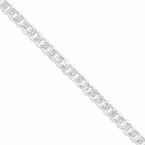 Sterling Silver Pave Curb Chain Bracelet
