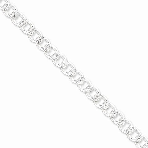 Sterling Silver Pave Curb Chain Bracelet