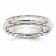 Sterling Silver 5mm Milgrain Comfort Fit Wedding Band
