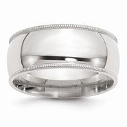 Sterling Silver 9mm Milgrain Comfort Fit Wedding Band