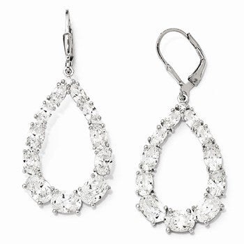 Sterling Silver CZ Leverback Earrings