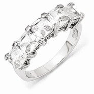 Sterling Silver Asscher-cut CZ 5-stone Ring
