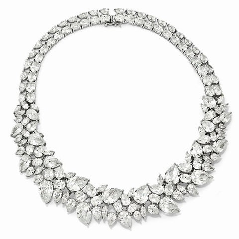 Sterling Silver CZ Fancy Collar Necklace