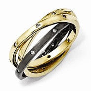 Sterling Silver Gold-Plated & Black Rhodium with CZ Ring
