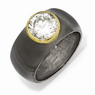 Sterling Silver Gold-Plated with Black Rhodium CZ Ring
