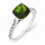 Sterling Silver Glass Simulated Emerald & CZ Ring