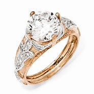 Sterling Silver Rose Gold-Plated CZ Ring