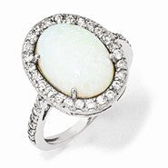 Sterling Silver CZ & Synthetic Opal Ring