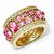 Sterling Silver Gold-Plated Synthetic Pink Sapphire & CZ Ring