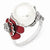 Sterling Silver FCPearl & CZ with Enameled Flower Ring