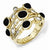 Sterling Silver Gold-Plated Onyx & CZ Ring