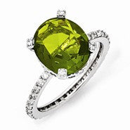 Sterling Silver CZ & Simulated Peridot Ring