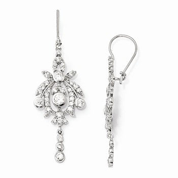Sterling Silver CZ Ch&elier Kidney Wire Earrings