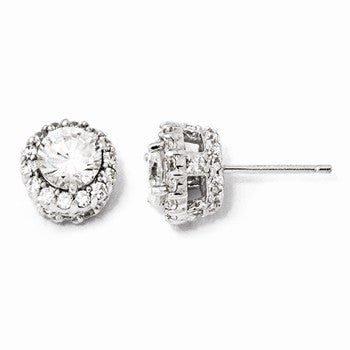 Sterling Silver CZ Round Post Earrings