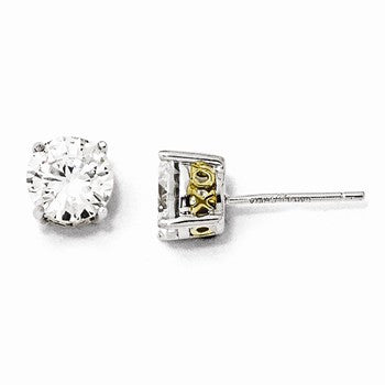 Sterling Silver Gold-plated 6.5mm X O CZ Post Earrings