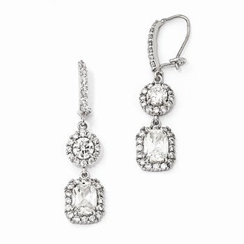 Sterling Silver CZ Kidney Wire Earrings