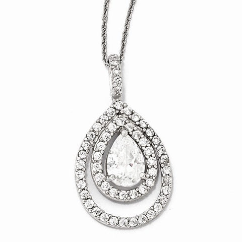 Sterling Silver Pear CZ Necklace