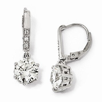 Sterling Silver CZ Leverback Earrings