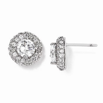 Sterling Silver White CZ Post Earrings