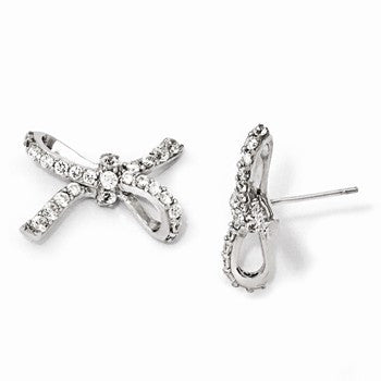 Sterling Silver CZ Bow Post Earrings