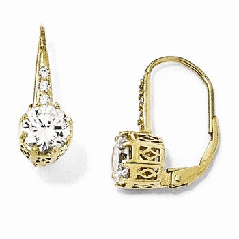 Sterling Silver Gold-plated CZ Leverback Earrings