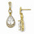 Sterling Silver Gold-plated Pear CZ Post Dangle Earrings