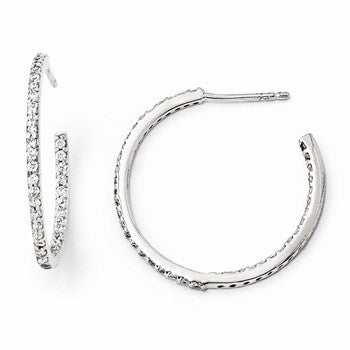 Sterling Silver In/Out CZ Post Hoop Earrings