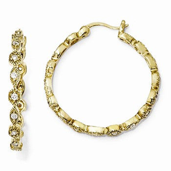 Sterling Silver Gold-plated CZ Hoop Earrings