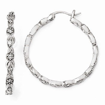 Sterling Silver CZ Hoop Earrings