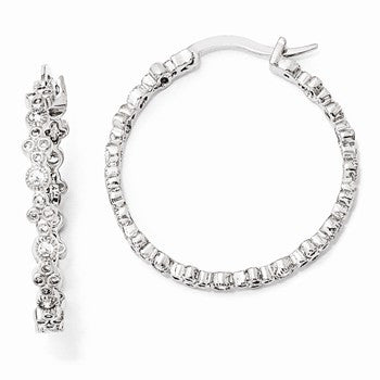 Sterling Silver CZ Fancy Hoop Earrings