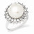 Sterling Silver CZ Cultured Pearl Ring