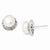 Sterling Silver CZ White Cultured Pearl Stud Earrings