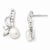 Sterling Silver CZ Cultured Pearl Leaf Post Earrings