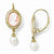 Sterling Silver Gold-plated Glass Pearl/Cameo/CZ Leverback Earrings