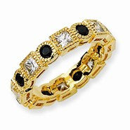 Gold-plated Sterling Silver Black & White CZ Eternity Ring