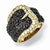Gold-plated Sterling Silver Black/White CZ Buckle Ring