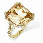 Sterling Silver Gold-plated Champagne/Wht CZ Ring