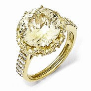 Sterling Silver Gold-plated Fancy Canary & White CZ Ring